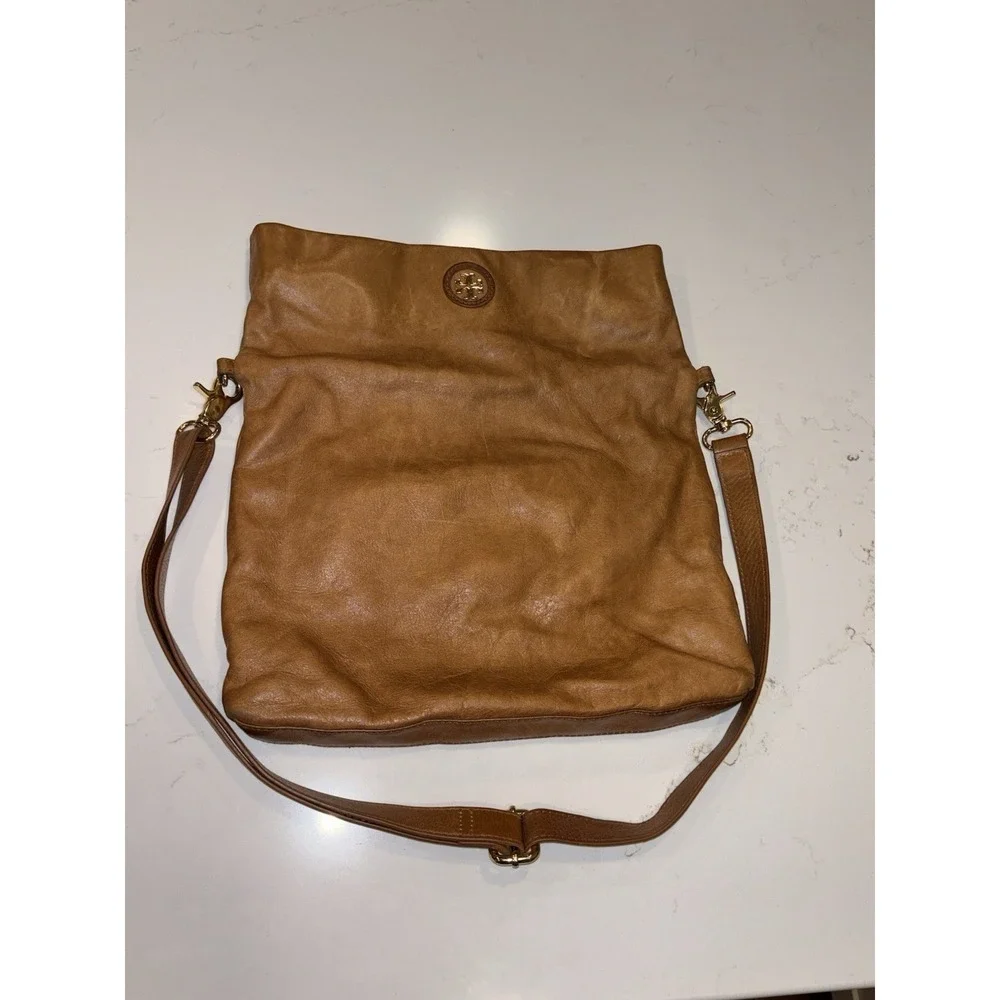 Tory Burch Designer Dena Foldover Convertible Flap Crossbody Purse Leather Bag